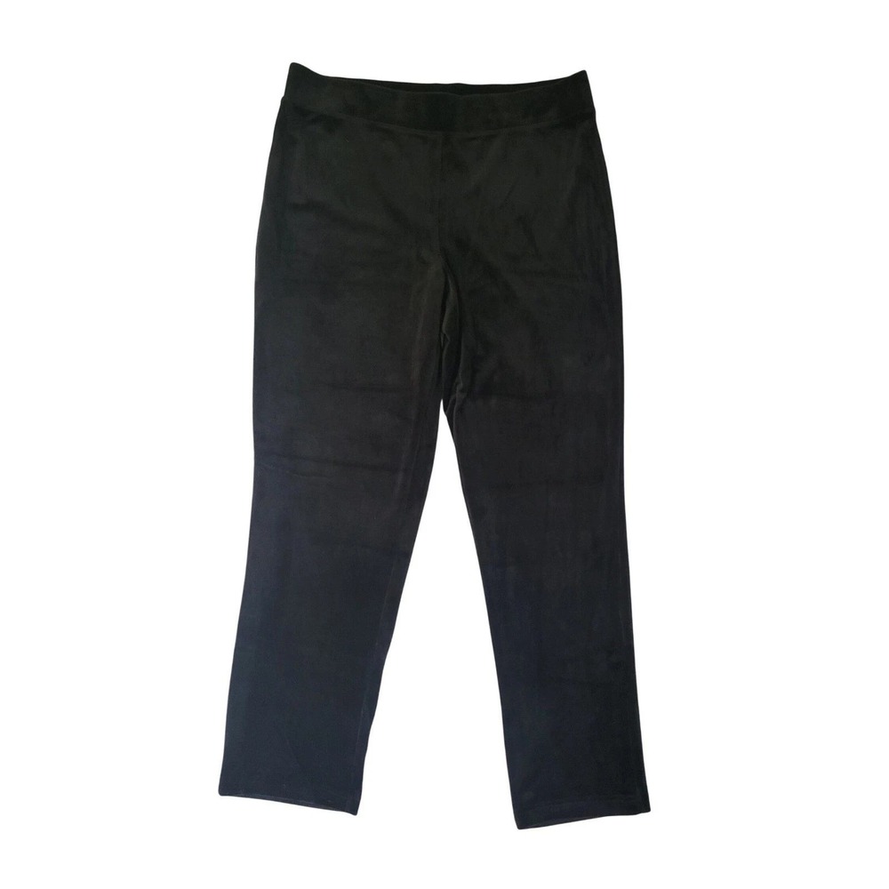 Talbots Womens XL Black Pull‎ On Velour Pants Comfort Stretch Velvet Holiday